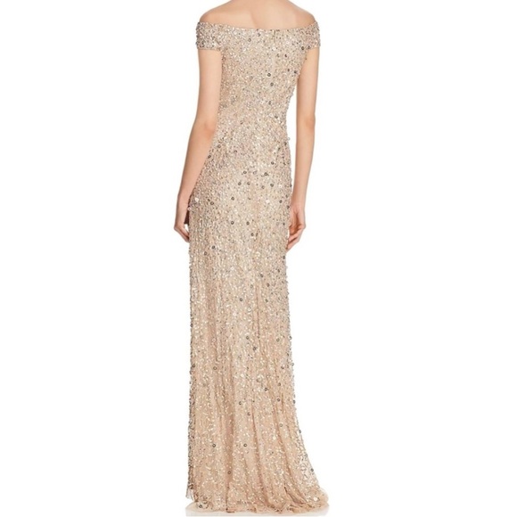 Adrianna Papell Sequin Off The Shoulder Gown - Picture 10 of 12